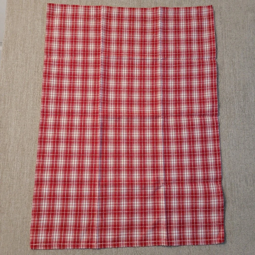 Crate & Barrel Dishtowel Red White Plaid Cotton Set of 5 Cotton‎ New Old stock